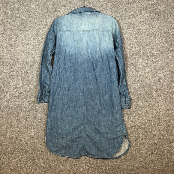 H&M Dress Womens 4 Small Blue Denim Jean Shirt Dress Button Front Midi Long Slv - Picture 9 of 10